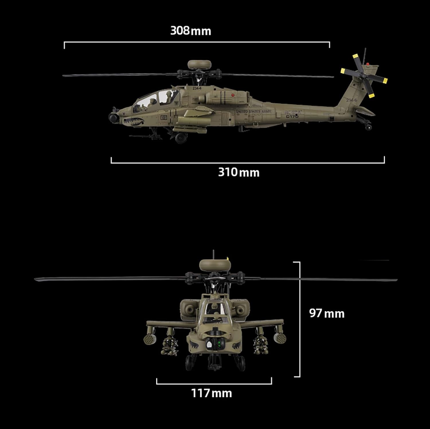310MM 6CH C170 AH-64D Remote C – Rc Helicopter Large Bewertung und Preis